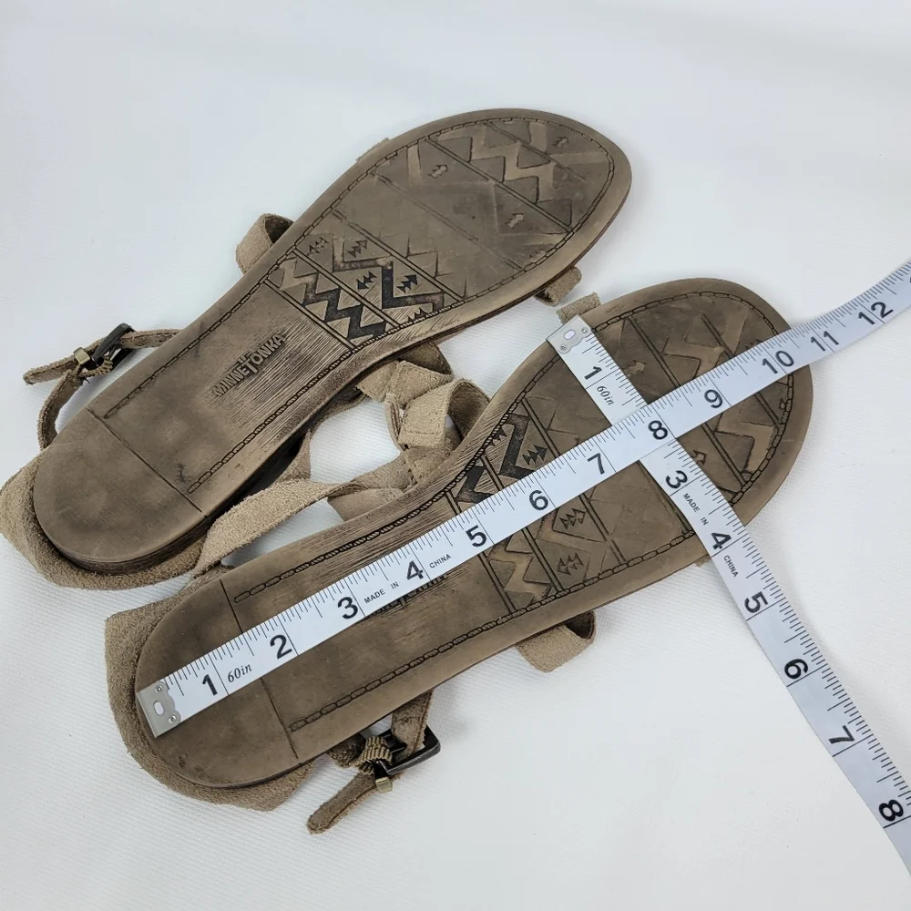 Minnetonka Suede Leather Fringe Sandals Sz 10 - Picture 12 of 12